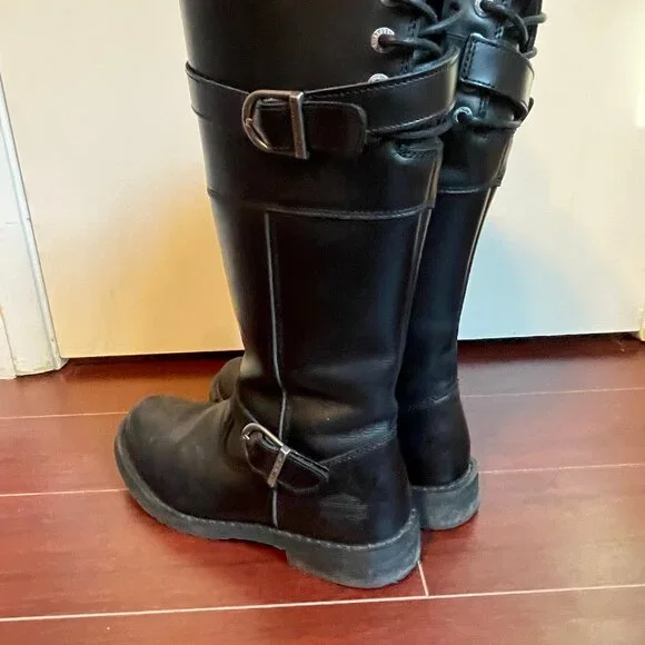 Harley Davidson Women's Kirtland Riding Boot - Black Knee High Leather - Picture 4 of 13